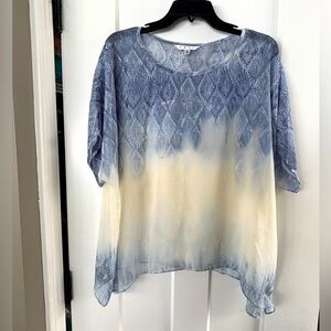 Cabi Style 781 Gauzy Chiffon Blue Fade Out Oversized Blouse size Small